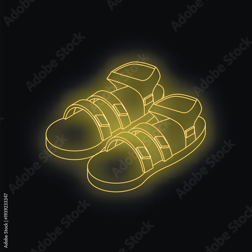 Stylish neon sandals shining brightly, representing summer fashion and footwear trends