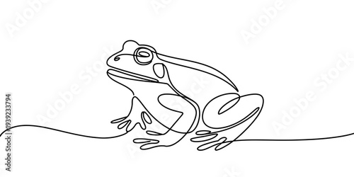 Minimalist frog single line vector amphibian outline nature illustration design