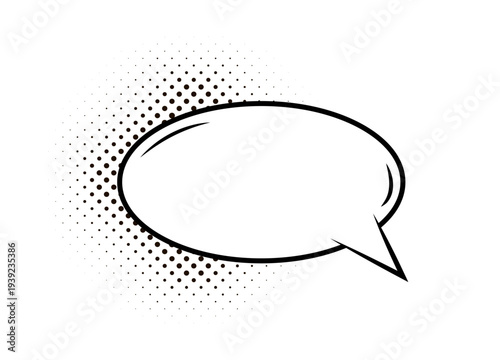 Empty black and white comic speech bubble isolated on transparent background. Vintage art style graphic elements. Hand drawn text comics bubble. Vector PNG