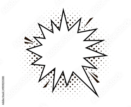 Empty black and white comic speech bubble isolated on transparent background. Vintage art style graphic elements. Hand drawn text comics bubble. Vector PNG