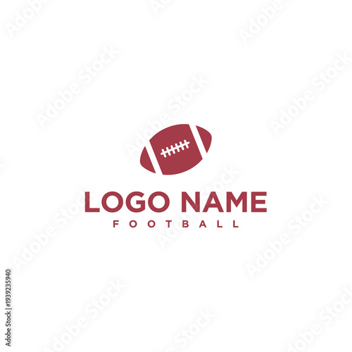 Maroon American Football Ball Leather Texture for Sports Branding on White Background Vector Logo Design.