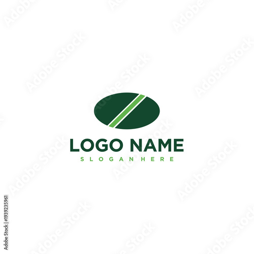 Abstract Green Oval American Football Field Pitch Symbol on White Background Vector Logo Design.