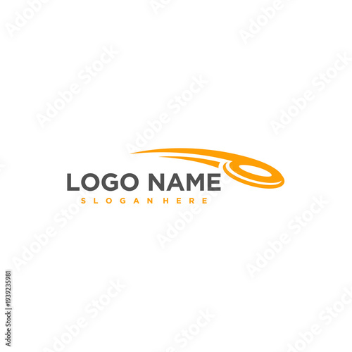Minimalist Orange Discus Throw Athletic Sport Icon on White Background Vector Logo Design.