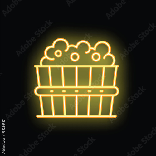 Bright yellow neon sign symbolizing a sauna, ideal for businesses or websites related to relaxation and well being