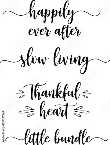 Elegant calligraphy phrases on a white background for various life occasions