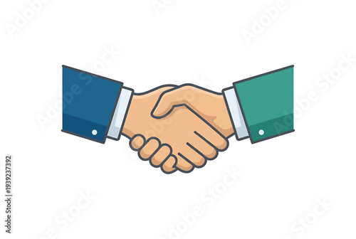 Two business professionals shaking hands in agreement