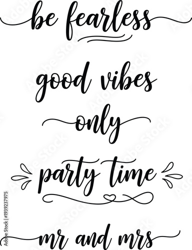 Aesthetic poster with motivational quotes and party theme for newlyweds