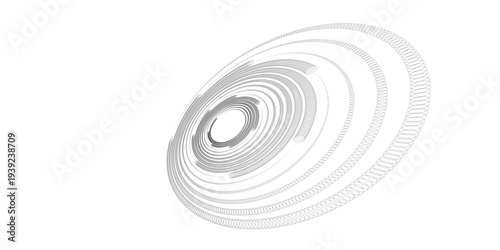 Abstract particle spiral vortex on black background. abstact