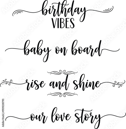 Four elegant handwritten phrases for various occasions and celebrations