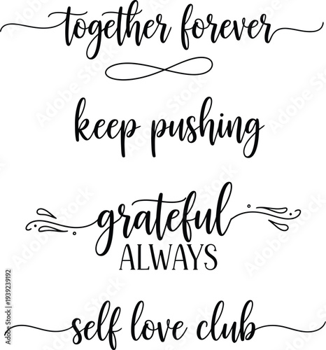 Inspirational quotes on a white background with elegant cursive typography