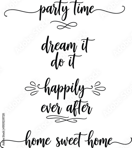 Elegant calligraphy quotes on a white background for various life moments