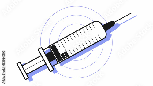 Minimalist Syringe Injection Medical Vector Icon for Vaccination Concept