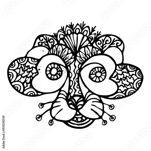 Wallpaper Mural Linear, black and white drawing, tiger's head. Vector illustration, drawing for modern decor, postcards, logos. Torontodigital.ca