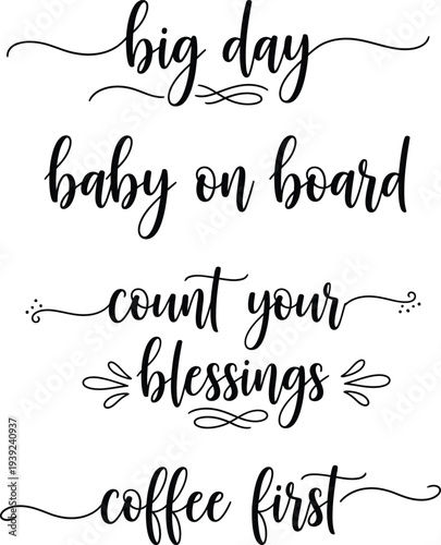 Four motivational phrases written in elegant cursive script on a white background.