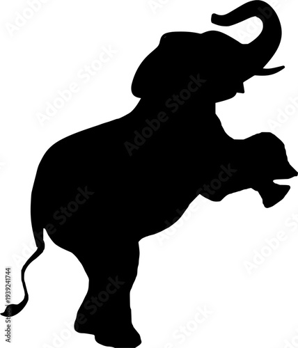 Create a realistic playing elephant vector art with white background..