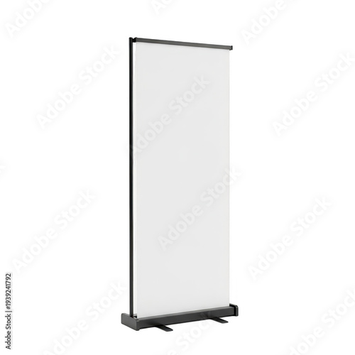 Standing white display board with black base isolated on transparent background