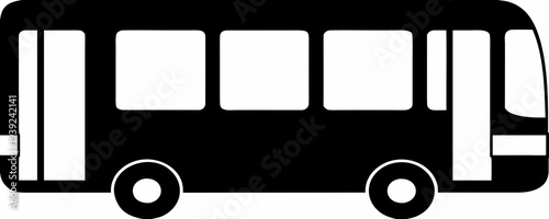 Bus Silhouette Vector Icon . Public Transport Vehicle Sign on White Background