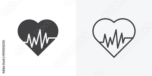 Heartbeat icon vector sign symbol isolated on white. Stroke and clipart style