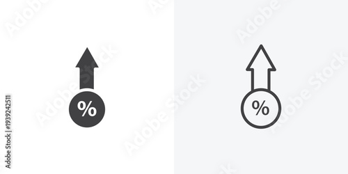 High percentage icon vector sign symbol isolated on white. Stroke and clipart style