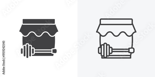 Honey jar icon vector sign symbol isolated on white. Stroke and clipart style