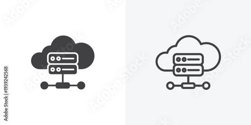 Hosting icon vector sign symbol isolated on white. Stroke and clipart style