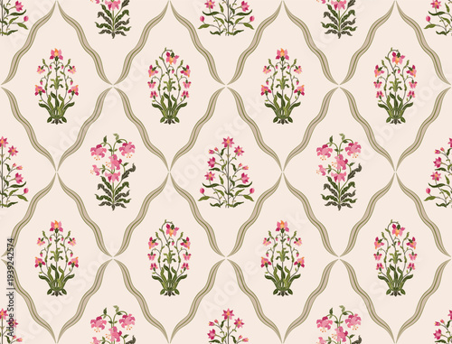 Vector Hand drawn colourful geometric flowers Motifs African boho paisley, seamless patterns with floral for fabric Ethnic Indian Pattern, textiles, clothing, wrapping paper, backdrop, banner.