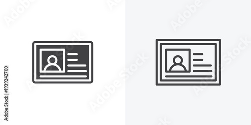 ID card icon vector sign symbol isolated on white. Stroke and clipart style