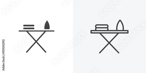 Ironing board icon vector sign symbol isolated on white. Stroke and clipart style