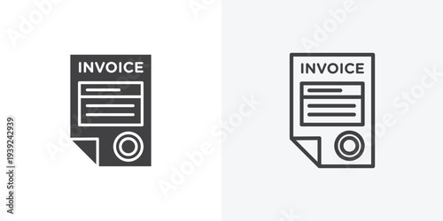 Invoice icon vector sign symbol isolated on white. Stroke and clipart style