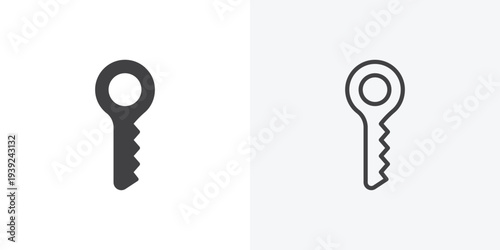 key icon vector sign symbol isolated on white. Stroke and clipart style