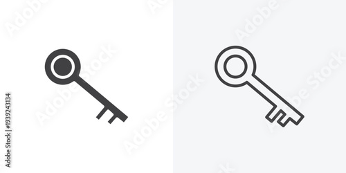 key icon vector sign symbol isolated on white. Stroke and clipart style