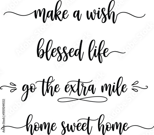 Aesthetic handwritten quotes on a white background for home decor inspiration