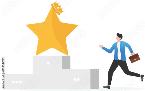 Successful Professional on Podium with Golden Star Award