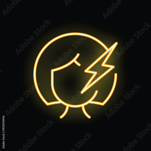 Yellow neon sign representing a woman feeling a sudden pain, ideal for topics like migraine, headache or brain tumor