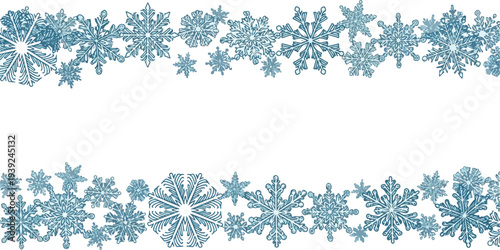 Beautiful Blue Snowflakes Border Design for Winter Holiday Celebrations and Festive Greetings