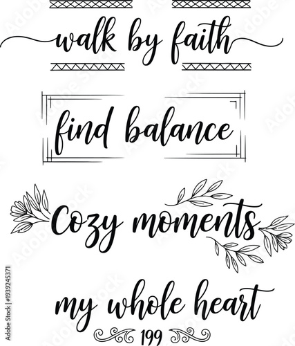 Inspirational quotes and cozy moments illustrated with elegant line art and floral designs