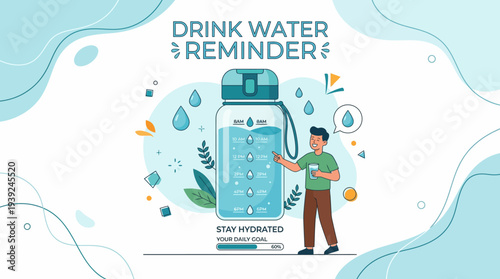 Man staying hydrated with daily water intake reminder