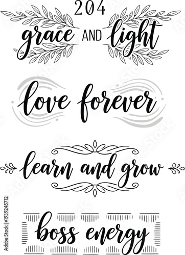 A collection of elegant and inspiring handwritten quotes and phrases
