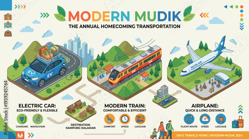 Modern transportation options for homecoming travel in Indonesia