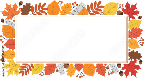 Autumn leaves frame with copy space for text, celebrating the beauty of fall foliage and seasonal changes