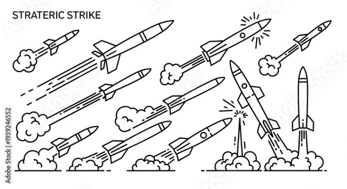Strategic Strike Missile Launch Collection Illustration.