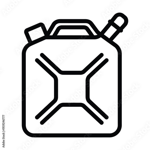 Vector icon of a jerry can with a handle and pouring nozzle