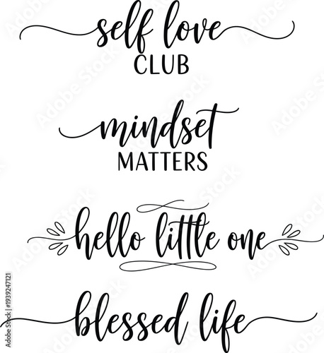 Four inspirational quotes written in elegant calligraphy on a white background