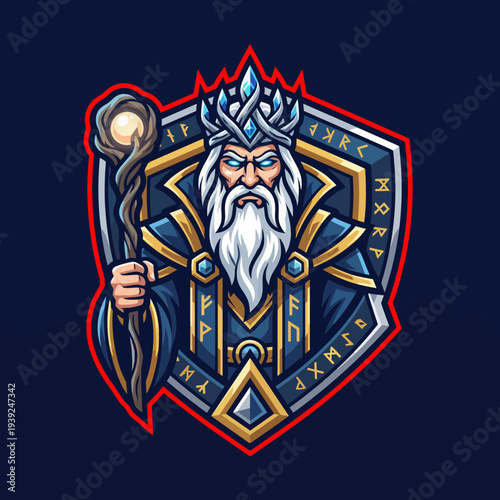 This striking image features a regal wizard with a majestic crown and staff, embodying the essence of power, wisdom, and fantasy in a vibrant and colorful illustration.