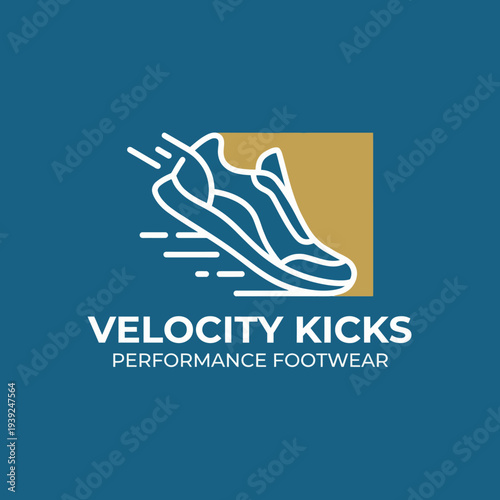 This logo showcases a sleek sneaker in motion, symbolizing speed and agility, crafted for a performance footwear brand, ideal for athletes and fitness enthusiasts.