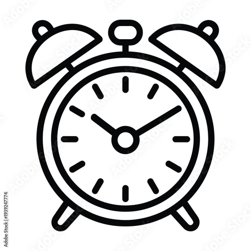 Vector of a classic alarm clock with two bells and a circular clock face