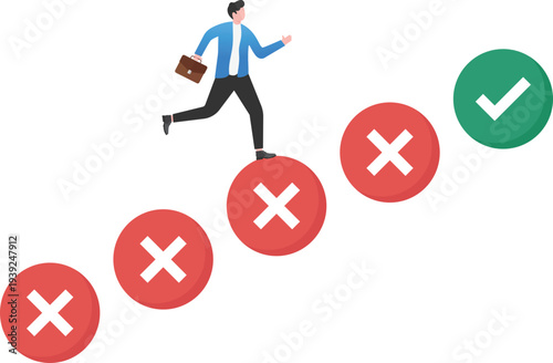 Professional Jumping Over Red X to Green Check