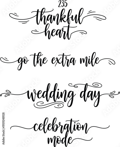 Elegant calligraphy phrases on a white background for various occasions