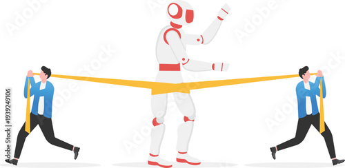 Professional Team Carrying AI Robot Together