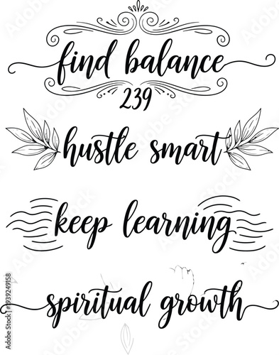 Inspirational quotes on personal growth and self-improvement with floral designs